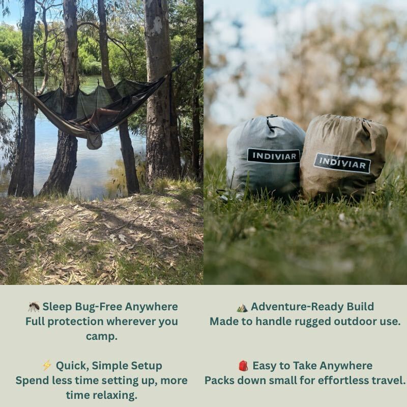 2-in-1 Camping Hammock with Built-In Mosquito Net