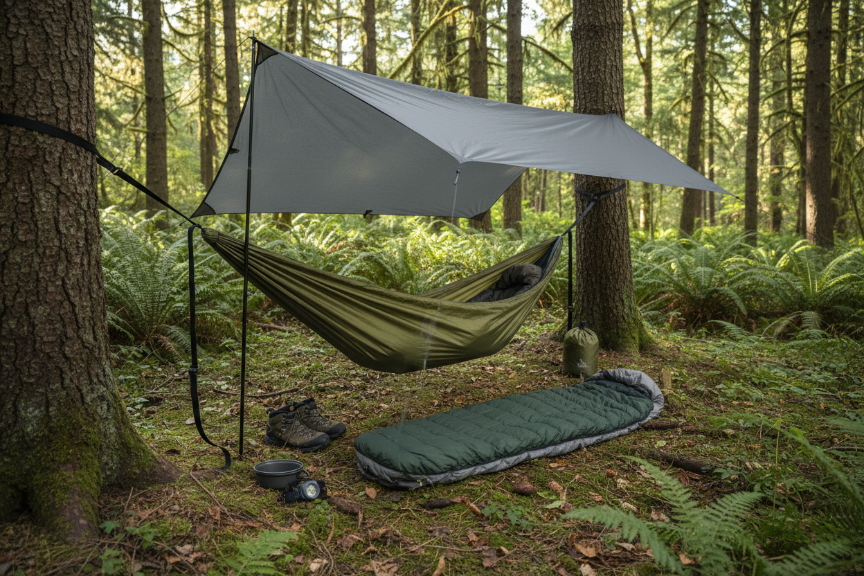 BUNDLE — Hammock + Sleeping Bag + Rain Tarp